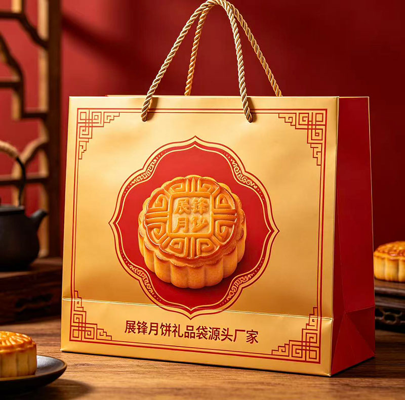 白卡纸手提袋 | 中秋月饼白卡纸袋 | 展锋包装 |中秋礼品袋| 月饼手提袋
