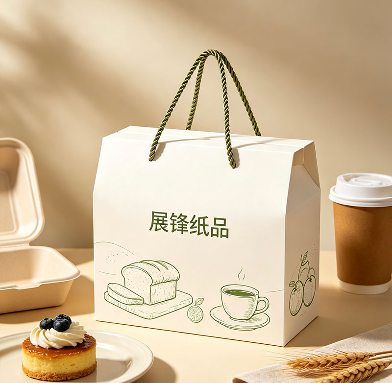 广州白云粽子（250白卡纸手提袋）定制｜粽子礼盒袋厂家-展锋纸品