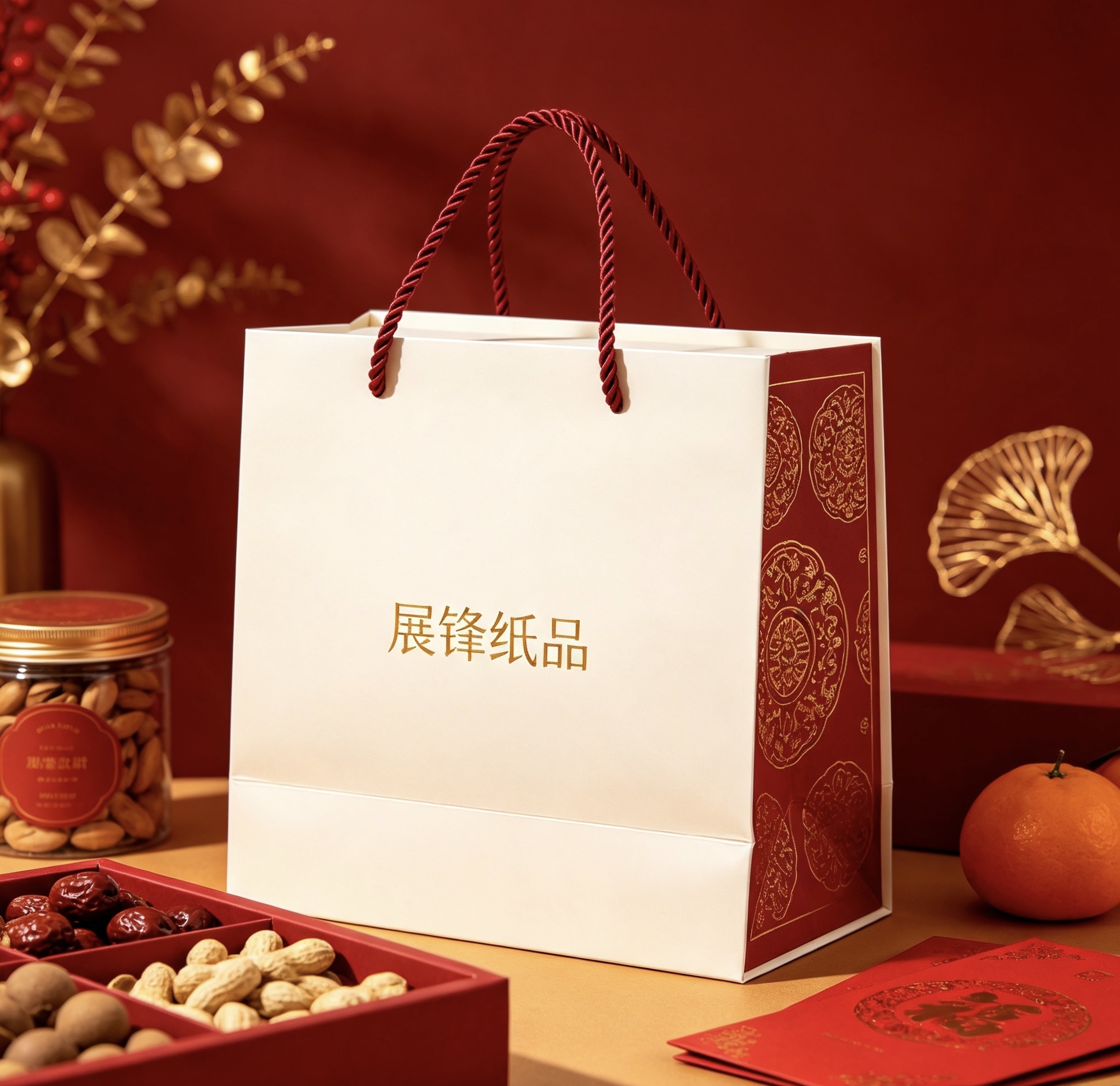 2026中山服装外贸电商食品茶叶酒类化妆品珠宝展会年货月饼伴手礼电子产品小家电眼镜鞋厂皮包玩具手提袋礼品袋纸袋定制｜展锋纸品14年源头工厂